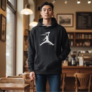 Jordan Black Hoodie with Distressed White Jumpman